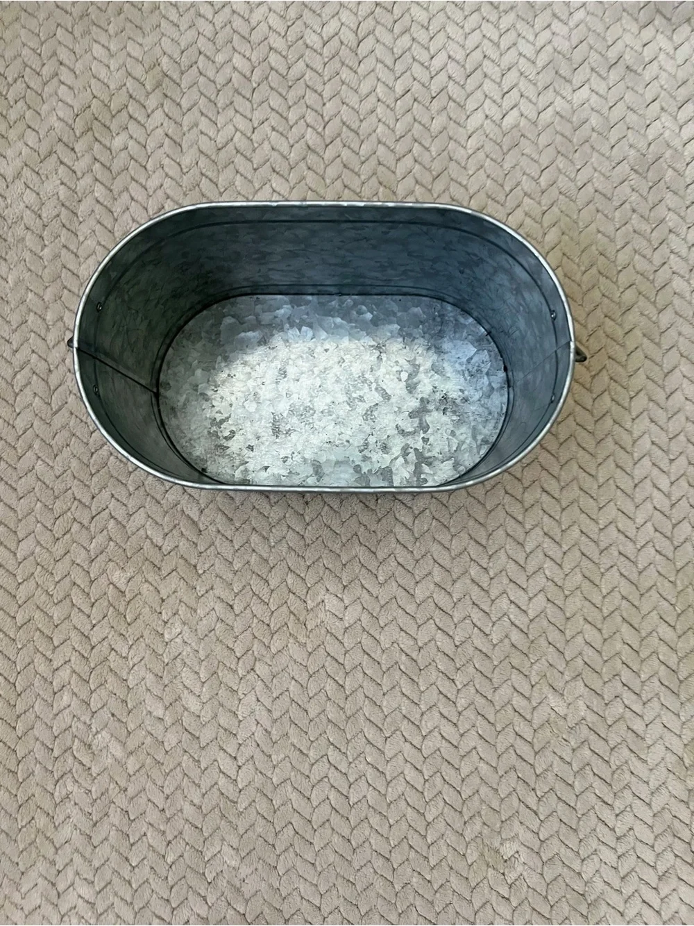 Sunflower Pattern Galvanized Metal Oval Tin - Unbranded